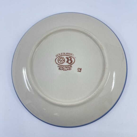 vintage boleslawiec polish pottery dessert plate "nature" pattern handcrafted - Picture 3 of 4